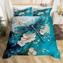(Blue Green White, King(No Comforter)) Homewish Peacock Comforter Cover Double Teal Blue Peacock Feather Bedding Set Chic Exotic Floral Animal Duvet Cover Oil Painting Artwork Style Quilt C