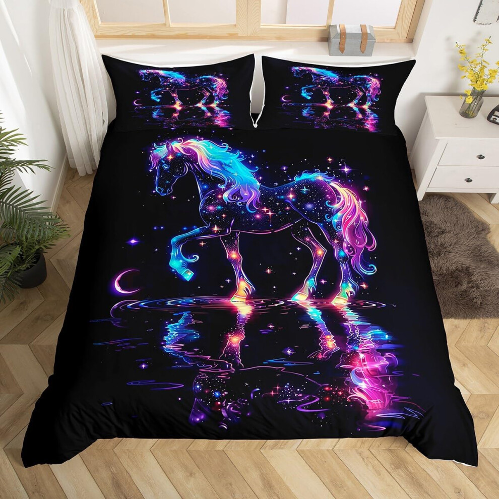 (Purple Blue Black, Double(No Comforter)) Homewish Peacock Comforter Cover Double Teal Blue Peacock Feather Bedding Set Chic Exotic Floral Animal Duve