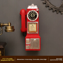 (Red) Retro Style Telephone Resin Wall Art Desk Decoration For Home Office