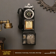 (Black) Retro Style Telephone Resin Wall Art Desk Decoration For Home Office