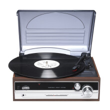 Denver Vinyl-speler VPR-190 met FM-radio. Ingebouwde luidsprekers. Houten afwerking. Keramische naald.