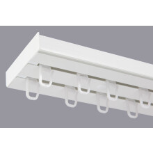 (240 cm, HOOKS) Double Curtain Rail Track PCV Ceiling SET with HOOKS or CLIPS