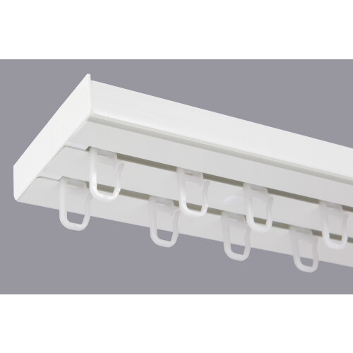 (120 cm, HOOKS) Double Curtain Rail Track PCV Ceiling SET with HOOKS or CLIPS