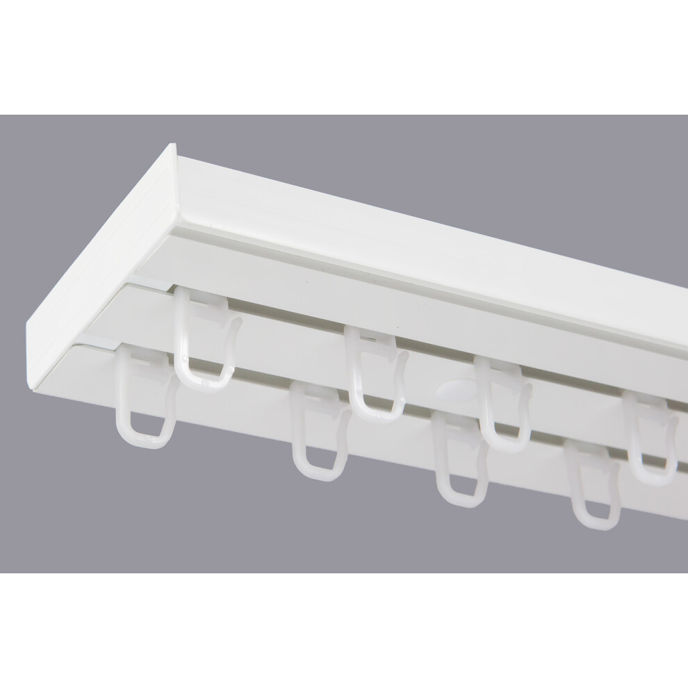 (120 cm, HOOKS) Double Curtain Rail Track PCV Ceiling SET with HOOKS or CLIPS