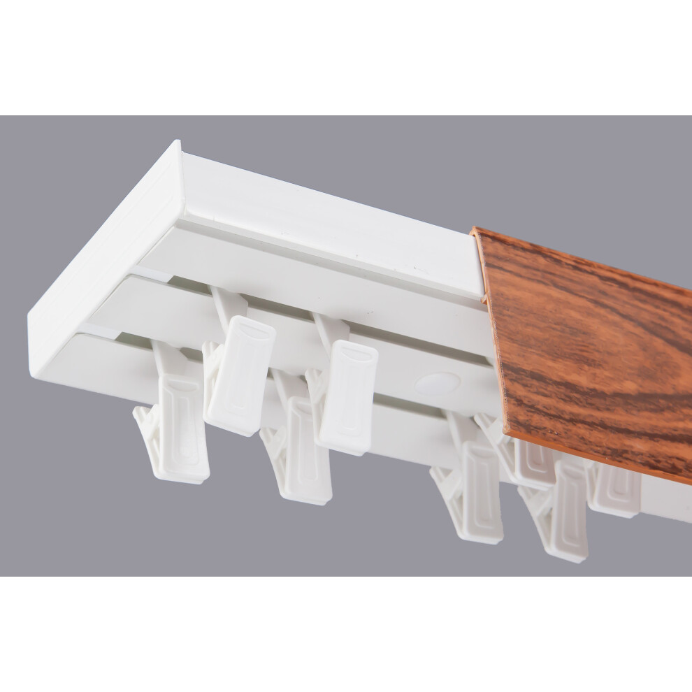 (240 cm, CLIPS) Double Curtain Rail Track PCV Ceiling SET with HOOKS or CLIPS + CHERRY COVER-image-OPC-PGQ5GRH-NEW