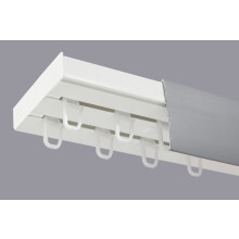 (150 cm, HOOKS) Double Curtain Rail Track PCV Ceiling SET with HOOKS or CLIPS + SILVER COVER