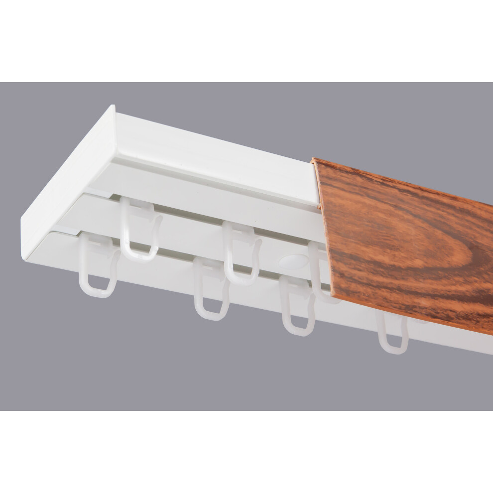 (400 cm, HOOKS) Double Curtain Rail Track PCV Ceiling SET with HOOKS or CLIPS + CHERRY COVER-image-OPC-PGQ5GRB-NEW