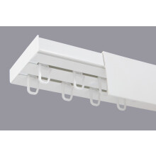 (360 cm, HOOKS) Double Curtain Rail Track PCV Ceiling SET with HOOKS or CLIPS + WHITE COVER