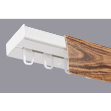 (120 cm, HOOKS) Single Curtain Rail Track PCV Ceiling SET with HOOKS or CLIPS + OAK COVER