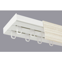 (240 cm, HOOKS) Double Curtain Rail Track PCV Ceiling SET with HOOKS or CLIPS + BLEACHED COVER