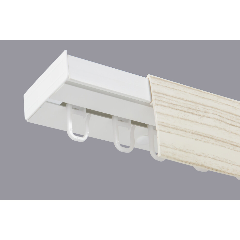 (200 cm, HOOKS) Single Curtain Rail Track PCV Ceiling SET with HOOKS or CLIPS + BLEACHED COVER-image-OPC-PGQ5H6G-NEW