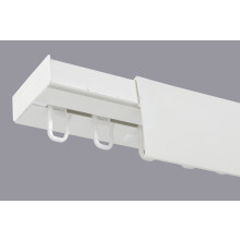(300 cm, HOOKS) Single Curtain Rail Track PCV Ceiling SET with HOOKS or CLIPS + WHITE COVER