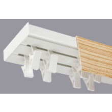 (180 cm, CLIPS) Double Curtain Rail Track PCV Ceiling SET with HOOKS or CLIPS + PINE COVER
