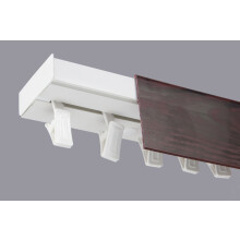 (120 cm, CLIPS) Single Curtain Rail Track PCV Ceiling SET with HOOKS or CLIPS + MAHOGANY COVER