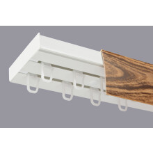(200 cm, HOOKS) Double Curtain Rail Track PCV Ceiling SET with HOOKS or CLIPS + OAK COVER
