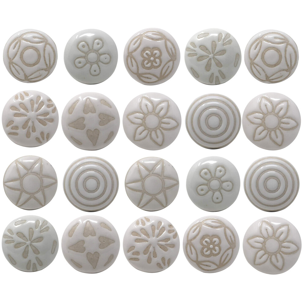 Ajuny Ceramic Knobs And Pulls For Dresser Drawers Chest Kitchen Bathroom Cabinets Cupboards Snow White Set Of 20 8903605811120