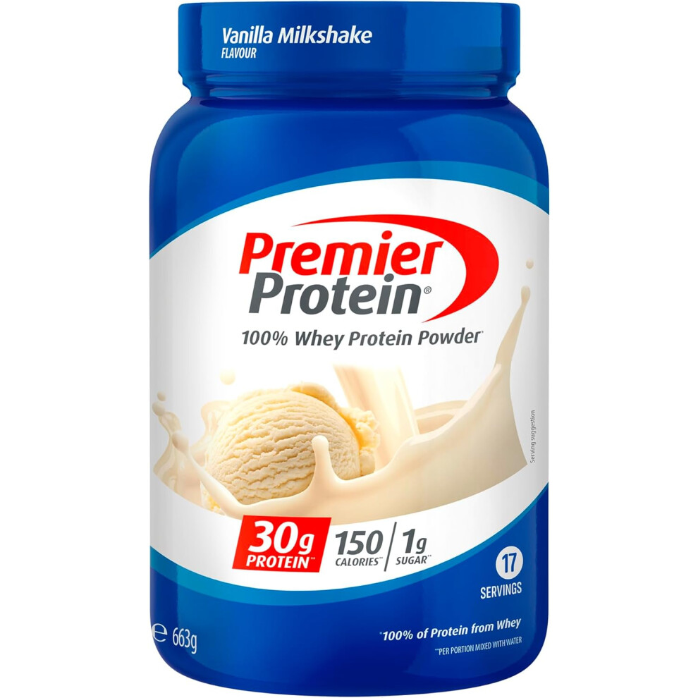 Premier Protein, 100% Whey Protein Powder, Vanilla Milkshake, 1 lb 7 oz (663 g)