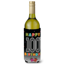 Happy 100th Birthday Wine Bottle Beverage Insulator Hugger CJ1129LITERK