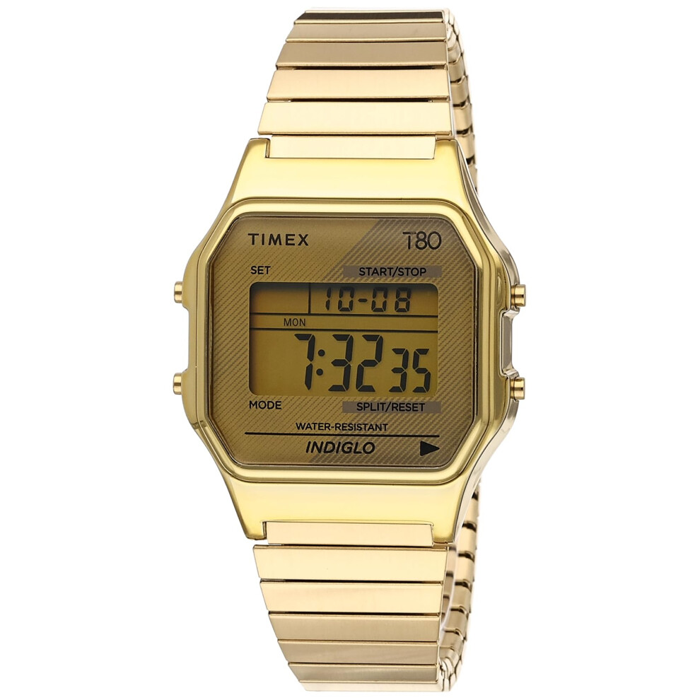 Timex T80 34mm Watch - Gold-Tone with Stainless Steel Expansion Band