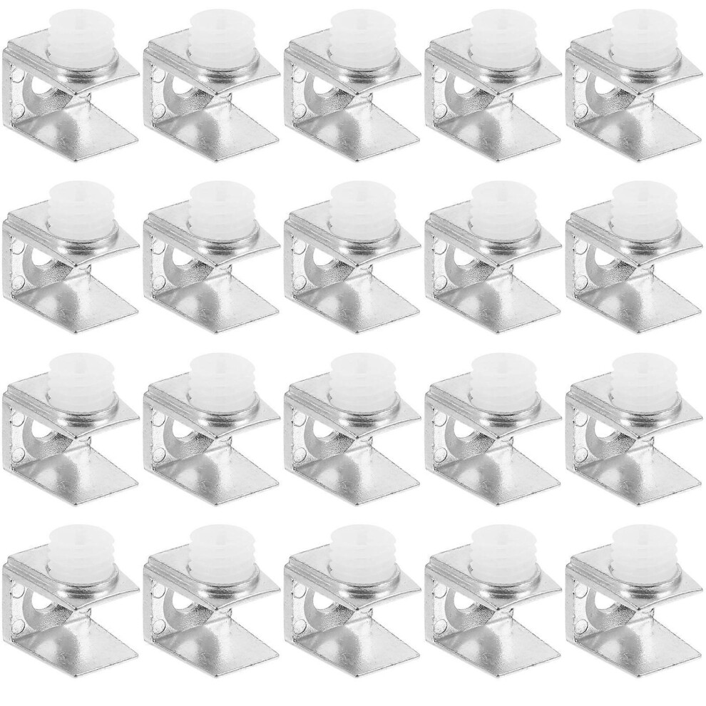 (As Show, One Size) 20Pcs Glass Bracket Glass Clip Fixed Bracket Glass Shelf Brackets Bathroom Glass Fixing Clips 4069016296872