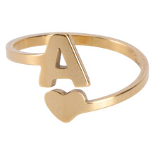 (As show, One size) 1PC English Initials Ring Simple Stainless Steel Ring Retro Girl Jewelry(Golden)