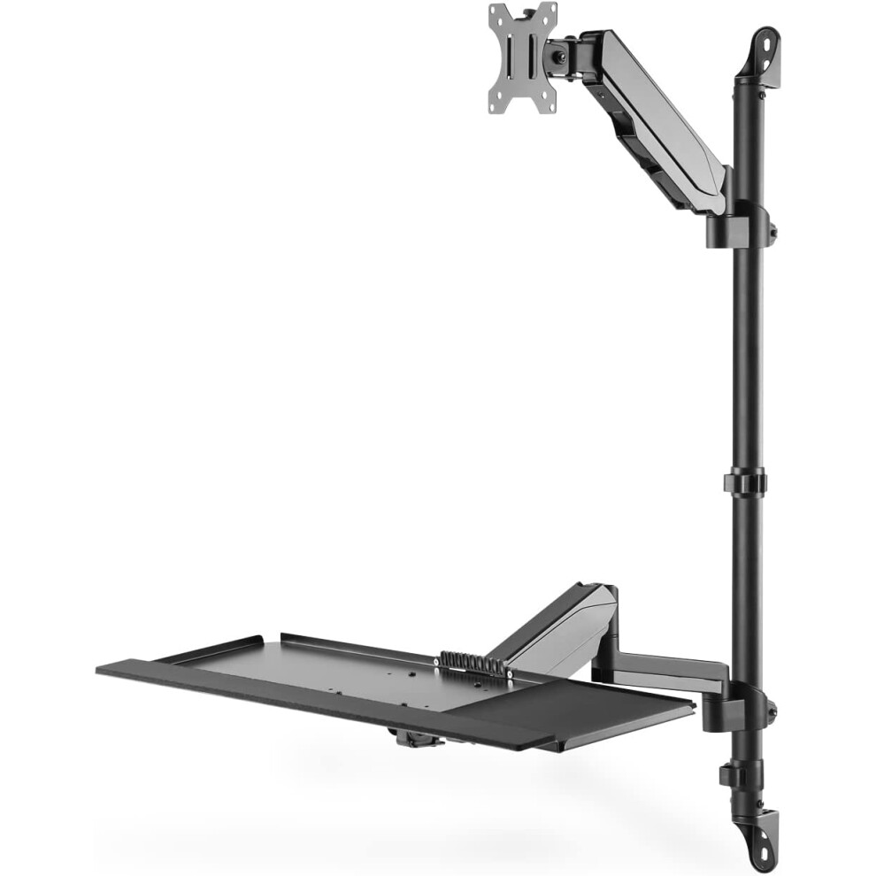 (, 1 Monitor + Keyboard + Pc) Digitus Standing/Sitting Workstation - Monitor & Pc Mount & Keyboard Tray - Wall Mounting - 2X Gas Pressure Spring Black 5697225989088