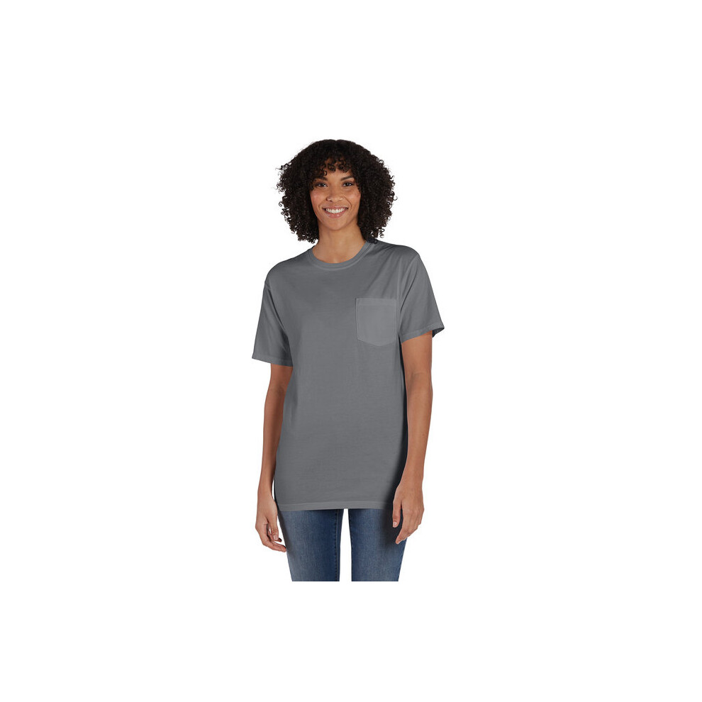 Unisex T-Shirt Met Geverfde Stof En Zakje - Zwart - S(D0102H7K0V2)-image