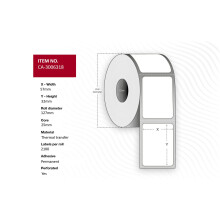 Capture Label 57 x 32mm Core 25mm Thermal Transfer Coated Permanent Perforated 2100 labels per roll 12 rolls per box. Equal to p/n: 3006318