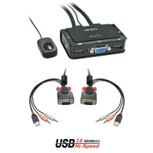 Switch KVM - Compact - 2 Poorten - USB 2.0 - VGA - Audio