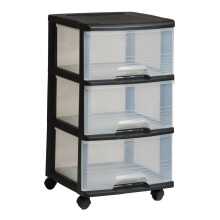 CURVER Bücherregal auf Rollen, Schrank mit 3 Schubladen, 20 L