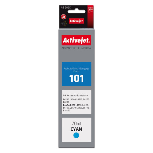 Activejet AE-101C Ink Bottle (Replacement Epson 101; Supreme; 70 ml; Cyan)