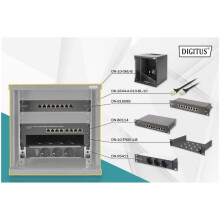 Set DIGITUS 10 Pulgadas - Armario de red 6U Negro - Estante - regleta - Panel de conexión 8 Puertos - Switch Gigabit 8 Puertos