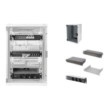Armoire de red 9U - DIGITUS - 10 pulgadas - Conmutador Gigabit de 8 puertos - Gris