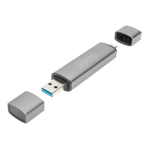 Digitus DA-70886 Hub / externes USB 3.0 Kartenlesegerät, USB-A, USB-C grau