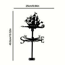 Pirate Ship Metal Weather Vane - Durable Outdoor Wind Direction Indicator for Garden, Home, Fence Posts & More