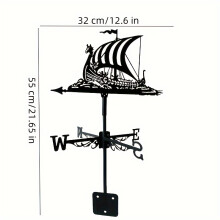 Vintage Metal Sailboat Weathervane: Outdoor Garden Decor, Suitable for Fences, Greenhouses, Barns - Wind Direction Indicator