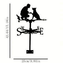 1pc Rust-Resistant Metal Weather Vane, Man & Dog Silhouette Design