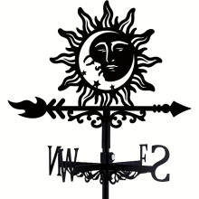 Sun And Moon Face Wind Vane Metal Wind Direction Blade Arrow Wind Vane Garden Decoration Wind Direction