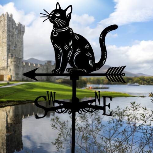 This Is a Protective Weather Vane Featuring a Rust-Resistant Coating - an Elegant Little Cat Design 1