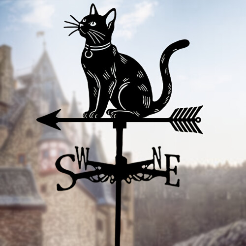 This Is a Protective Weather Vane Featuring a Rust-Resistant Coating - an Elegant Little Cat Design 2