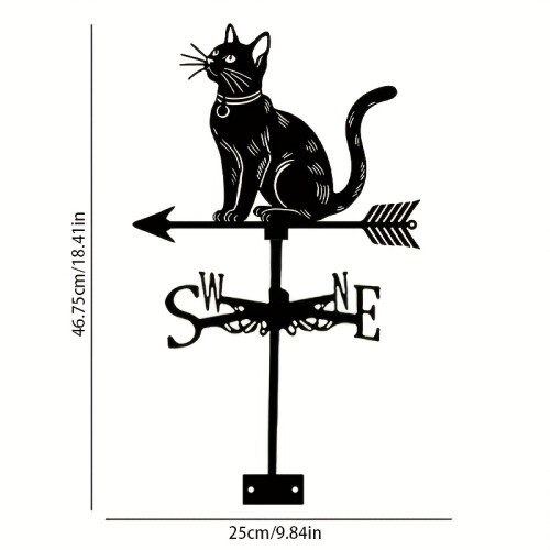 This Is a Protective Weather Vane Featuring a Rust-Resistant Coating - an Elegant Little Cat Design