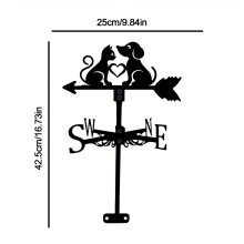 Animal-Themed Metal Weathervane, Cat and Dog Design, for Outdoor Garden Decor