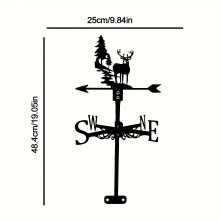 1pc Forest Deer Wind Indicator, Garden Wind Indicator For Roof Mounting, Wind Direction Indicator, Creative Metal Wind Indicator