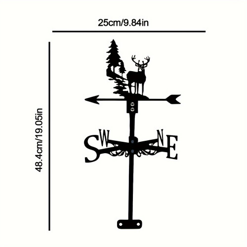 1pc Forest Deer Wind Indicator, Garden Wind Indicator For Roof Mounting, Wind Direction Indicator, Creative Metal Wind Indicator