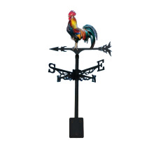 [Colorful Rooster] Colorful Iron Rooster Wind Vane | 1pc Garden Art, Weathercock for Farm Yard & Outdoor Decor,