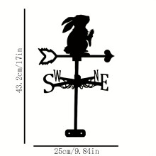 Charming Metal Rabbit Weathervane with Rust-Proof Coating – Black Silhouette Design