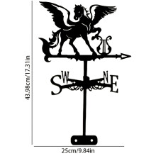 1pc Rustic Pegasus Weathervane with Anti-Rust Coating – Black Metal Horse with Wings Design, Farmhouse Outdoor Decor