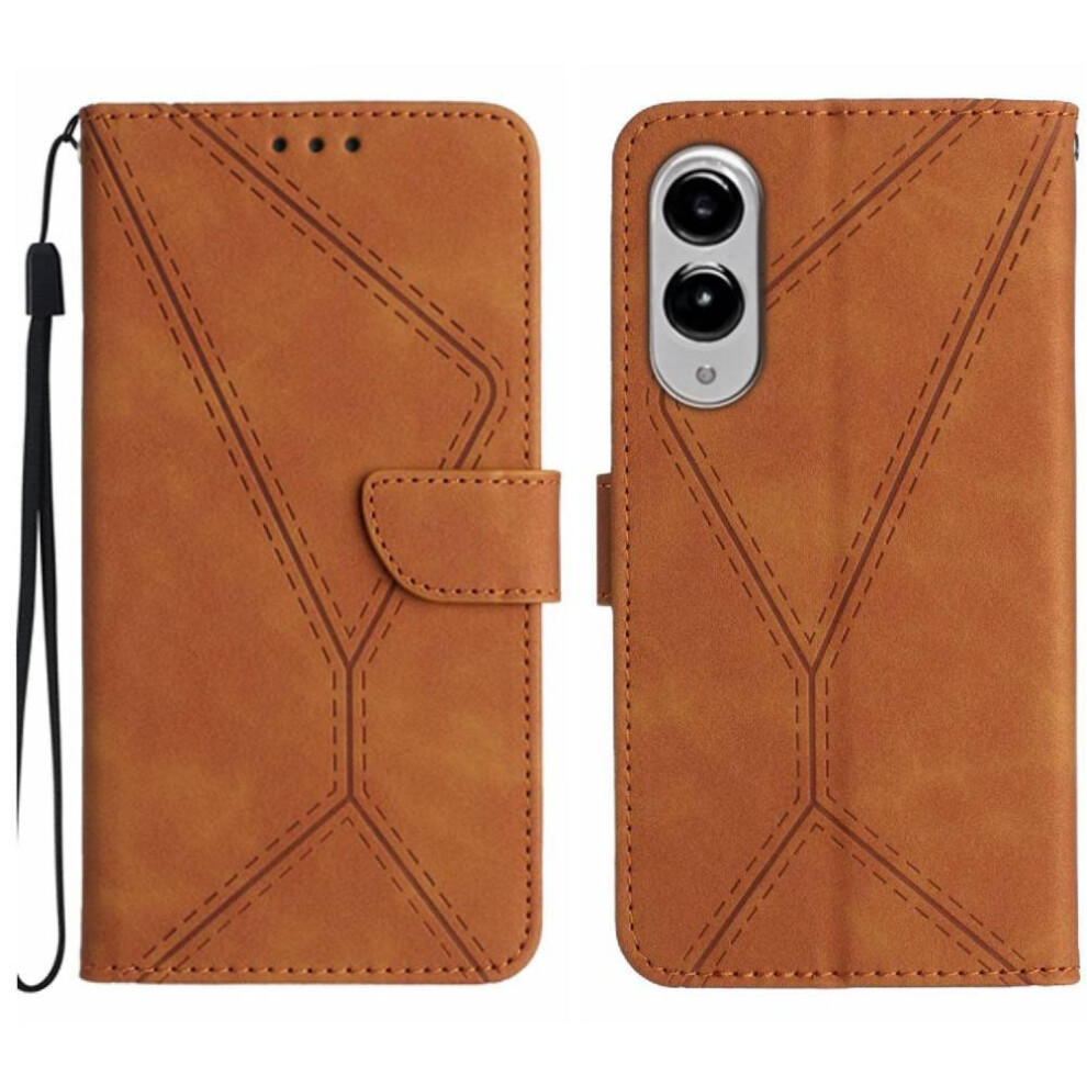 (Brown) Case For Samsung Galaxy S25 Edge Leather Wallet High Quality Tpu Soft Pu Leather Stitching Embossed Brown 764544176965