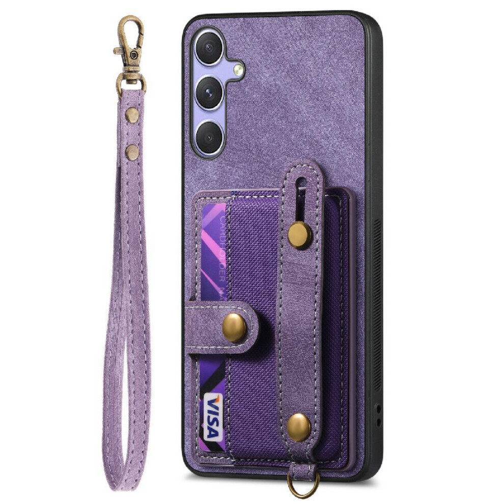 (Purple) Case For Samsung Galaxy S25 Shockproof Wallet Wristband Strap Purple 764544177221