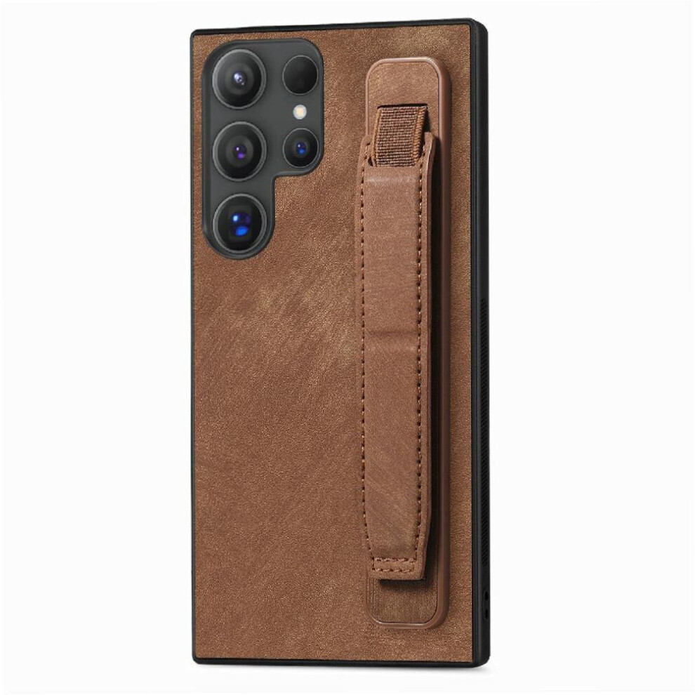 (Brown) Case For Samsung Galaxy S25 Ultra Retro Lightweight Shockproof Wrist Strap Brown 764544177283